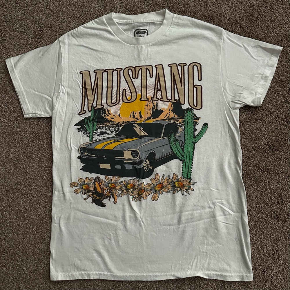 Ford Mustang Desert Scene White T-Shirt